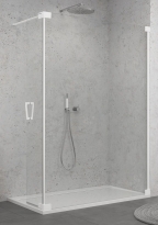Sanswiss Walk-In Cadura wolnostojąca ścianka stała z elementem ruchomym 100+44cm, prawa, profil biały mat, szkło bezbarwne CADUOD1000907