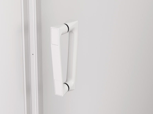 Sanswiss Cadura White Line drzwi przesuwne dwuczęściowe 130cm (126,5-131,5cm), lewe, profil biały mat, szkło bezbarwne CAS2G1300907