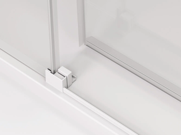 Sanswiss Cadura White Line drzwi przesuwne dwuczęściowe 140cm (136,5-141,5cm), prawe, profil biały mat, szkło bezbarwne CAS2D1400907