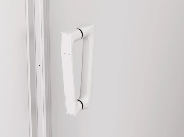 Sanswiss Cadura White Line drzwi przesuwne dwuczęściowe 150cm (146,5-151,5cm), lewe, profil biały mat, szkło bezbarwne CAS2G1500907