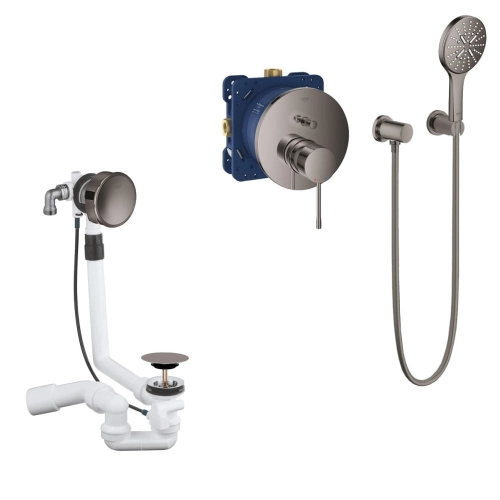 Grohe Essence zestaw wannowy podtynkowy z napełnianiem, hard graphite 24058A01-03