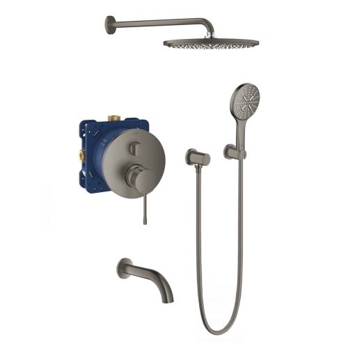 Grohe Essence komplet wannowo-prysznicowy z deszczownicą, brushed hard graphite 24092AL1-02