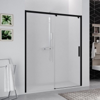 Novellini Kuadra 2.0 2PH drzwi prysznicowe przesuwne 110cm (107-111cm), lewe, profile czarny mat K22PH107S-1H