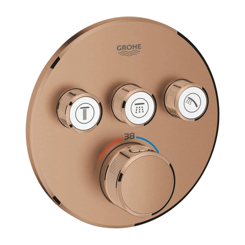 Grohe Grohtherm SmartControl bateria termostatyczna do obsługii 3 wyjść, element zewnętrzny, miedziany szczotkowany - brushed warm sunset 29121DL0