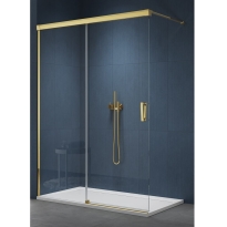 Sanswiss Walk-In Cadura ścianka wolnostojąca dwuczęściowa z elementem przesuwnym 180cm, lewa, profil złoty, szkło bezbarwne CAW2G1801207