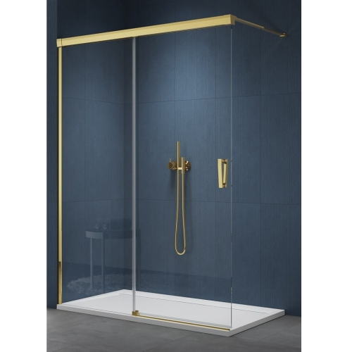 Sanswiss Walk-In Cadura ścianka wolnostojąca dwuczęściowa z elementem przesuwnym 180cm, lewa, profil złoty, szkło bezbarwne CAW2G1801207