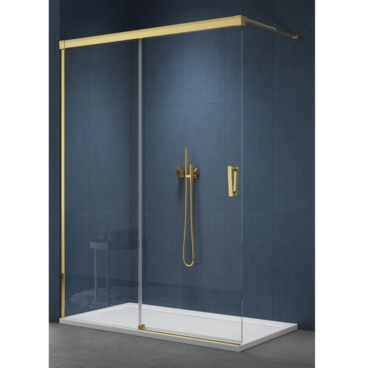 Sanswiss Walk-In Cadura ścianka wolnostojąca dwuczęściowa z elementem przesuwnym 140cm, lewa, profil złoty, szkło bezbarwne CAW2G1401207