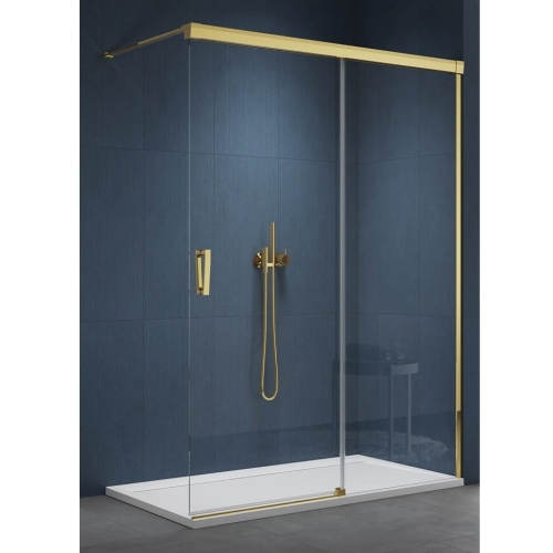 Sanswiss Walk-In Cadura ścianka wolnostojąca dwuczęściowa z elementem przesuwnym 150cm, prawa, profil złoty, szkło bezbarwne CAW2D1501207
