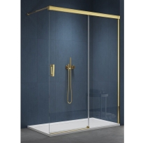 Sanswiss Walk-In Cadura ścianka wolnostojąca dwuczęściowa z elementem przesuwnym 180cm, prawa, profil złoty, szkło bezbarwne CAW2D1801207