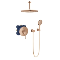 GROHE Essence zestaw prysznicowy podtynkowy z deszczownicą sufitową, miedziany szczotkowany - brushed warm sunset 24058DL1-05
