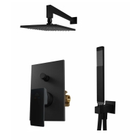 Paffoni Elle Black zestaw prysznicowy podtynkowy z deszczownicą 20x20cm, czarny mat EL015ZSC3A.NO