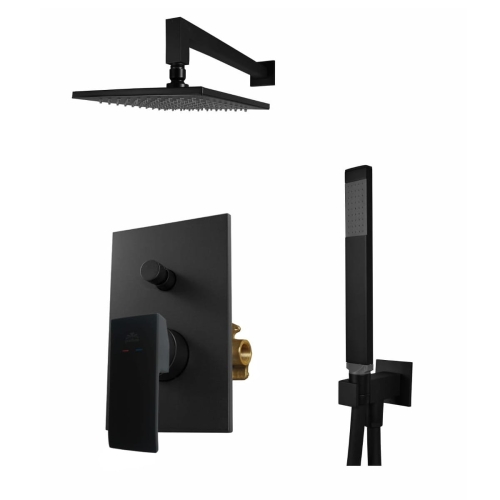 Paffoni Elle Black zestaw prysznicowy podtynkowy z deszczownicą 20x20cm, czarny mat EL015ZSC3A.NO