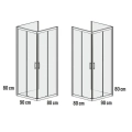 Sanplast TX5b kabina trójścienna prostokątna 80x90x80cm, szkło bezbarwne W0, profile srebrne błyszczące 600-271-0190-1310-38-401