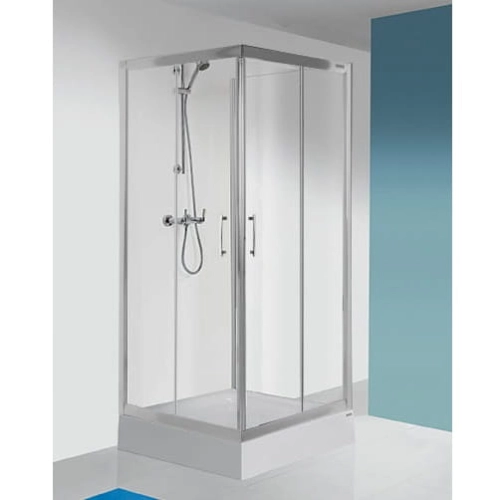 Sanplast TX5b kabina trójścienna prostokątna 80x90x80cm, szkło bezbarwne W0, profile srebrne błyszczące 600-271-0190-1310-38-401