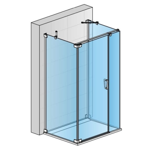 Sanswiss Cadura kabina trójścienna 80x100x80cm, lewa, profil srebrny połysk, szkło bezbarwne CA31CGSM100-CAT2SM80-CAT5SM80-RCA50-50.07