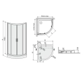 Sanplast TX5b kabina półokrągła 90 cm KP4/TX5b-90+BPza, szkło wzór W15, profile srebrny mat, z brodzikiem 602-271-0262-39-231