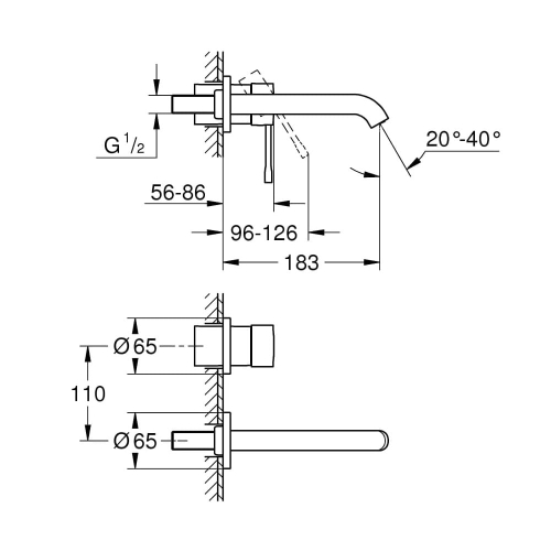 Grohe Essence New M-size bateria umywalkowa podtynkowa element zewnętrzny brushed hard graphite 19408AL1