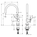 HansGrohe Talis M54 ComfortZone 220 bateria zlewozmywakowa, czarny mat 72804670