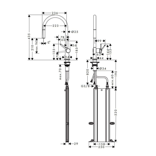 HansGrohe Talis M54 ComfortZone 210 bateria zlewozmywakowa z wyciąganą wylewką, chrom 72803000