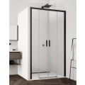 Sanswiss Top-Line S black, na wymiar, drzwi przesuwne czteroczęściowe, profile czarny mat, szkło bezbarwne TLS4SM10607