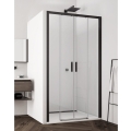 Sanswiss Top-Line S black drzwi przesuwne czteroczęściowe 160cm(157,5-162,5cm), profile czarny mat, szkło bezbarwne TLS41600607