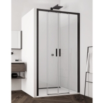 Sanswiss Top-Line S black drzwi przesuwne czteroczęściowe 140cm(137,5-142,5cm), profile czarny mat, szkło bezbarwne TLS41400607