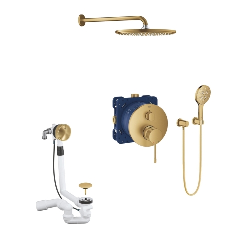 Grohe Essence zestaw wannowo-prysznicowy z deszczownicą i napełnianiem, brushed cool sunrise 24092GN1-01