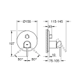 Grohe Plus bateria podtynkowa do obsługi 3 odbiorników, element zewnętrzny, szczotkowany grafit - brushed hard graphite 24093AL3