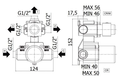 Paffoni Light bateria termostatyczna 3-drożna LIQ019CR
