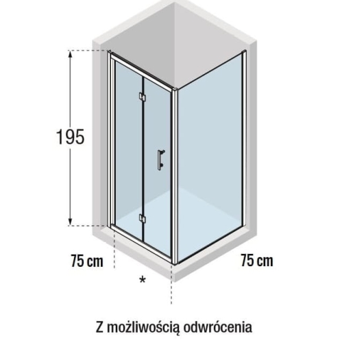 Novellini Kali SF kabina kwadratowa 75x75cm, drzwi składane KALIS71F73-1B