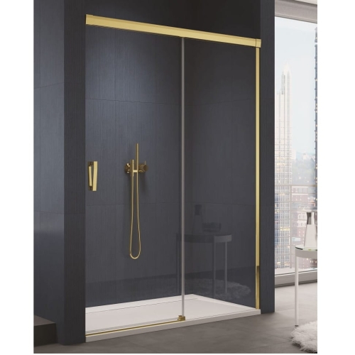 Sanswiss Cadura Gold Line drzwi przesuwne dwuczęściowe 120cm, prawe, profil złoty, szkło bezbarwne CAS2D1201207