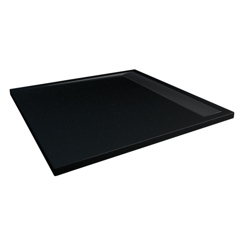 Sanswiss ILA brodzik kwadratowy 90x90cm, czarny granit, odpływ czarny mat WIQ09006154