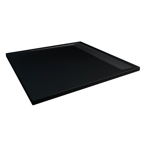 Sanswiss ILA brodzik kwadratowy 90x90cm, czarny granit, odpływ czarny mat WIQ09006154