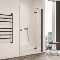 Sanswiss Annea black drzwi jednoczęściowe 100cm(98-100cm) ze ścianką stałą w linii, prawe, profile czarny mat, szkło bezbarwne AN13D10000607VANE06