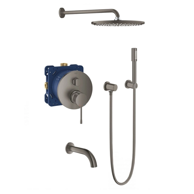 Grohe Essence komplet wannowo-prysznicowy z deszczownicą, brushed hard graphite 24092AL1-01