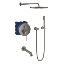 GROHE Essence komplet wannowo-prysznicowy z deszczownicą, szczotkowany grafit - brushed hard graphite 24092AL1-04