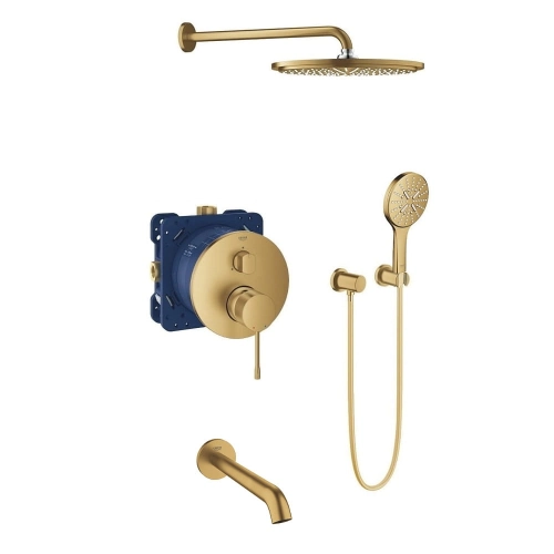 Grohe Essence zestaw wannowo-prysznicowy z deszczownicą i napełnianiem, złoty szczotkowany - brushed cool sunrise 24092GN1-04.jpg