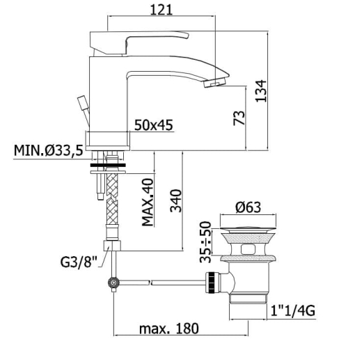 Paffoni Level Standard bateria umywalkowa LES075CR