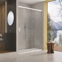 Ronal Cadura drzwi przesuwne dwuczęściowe 100cm(96,4-100,9cm), prawe, profil srebrny połysk, szkło bezbarwne CAS2D1005007