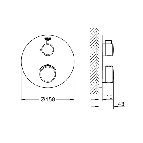 Grohe Grohtherm bateria termostatyczna do jednego wyjścia, element zewnętrzny 24075000