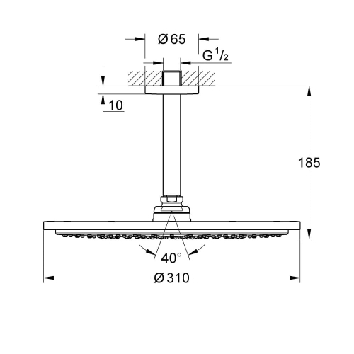 Grohe Rainshower Cosmopolitan prysznic górny 310mm z ramieniem sufitowym, chrom 26067000