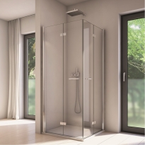 Ronal Solino kabina kwadratowa 90x90cm, drzwi składane, profile srebrny połysk, szkło bezbarwne SOLF1G090D0905007