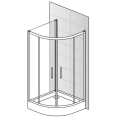 Sanplast TX5 kabina trójścienna półokrągła 90x90x90cm, profile srebrny połysk, szkło bezbarwne W0, 600-271-0262-1320-38-401
