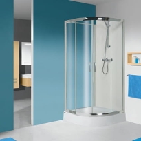 Sanplast TX5 kabina trójścienna półokrągła 90x90x90cm, profile srebrny połysk, szkło bezbarwne W0, 600-271-0262-1320-38-401
