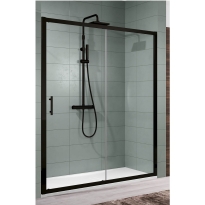 Novellini Zephyros 2P drzwi prysznicowe suwane 114-120cm, czarny mat, szkło bezbarwne ZEPHYR2P114-1H