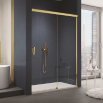 RONAL Cadura Gold Line drzwi przesuwne dwuczęściowe, na wymiar, prawe, profil złoty, szkło bezbarwne CAS2DSM11207