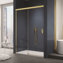 RONAL Cadura Gold Line drzwi przesuwne dwuczęściowe, na wymiar, lewe, profil złoty, szkło bezbarwne CAS2GSM11207