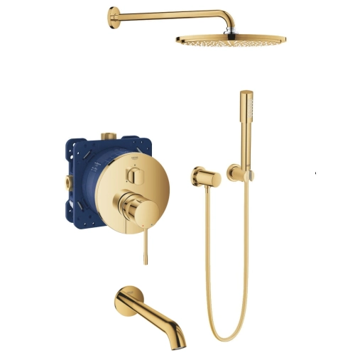Grohe Essence zestaw wannowo-prysznicowy, 3-drożny, złoty połysk - cool sunrise 24092GL1-07