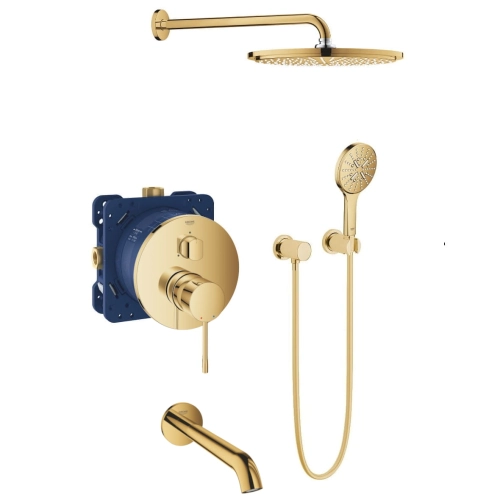 Grohe Essence zestaw wannowo-prysznicowy podtynkowy, 3-drożny, złoty połysk - cool sunrise 24092GL1-08