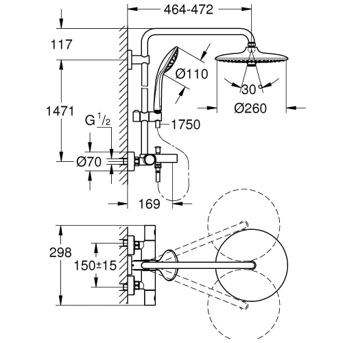 Grohe Euphoria System 260, system wannowo-prysznicowy z termostatem 27475001